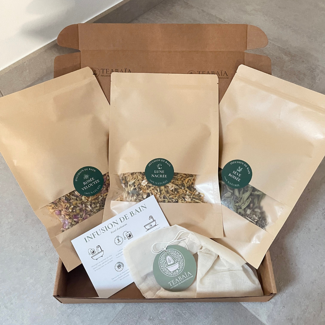 Coffret de bain femme bien être infusions de bain tisane thé de bain